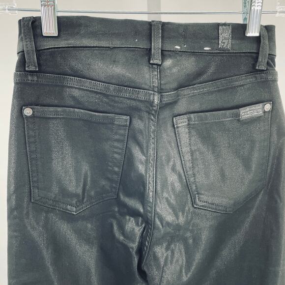 7FAM Womens 25 B(air) High Waist Ankle Skinny Jean Coated Black Snake Stripe - Picture 6 of 13